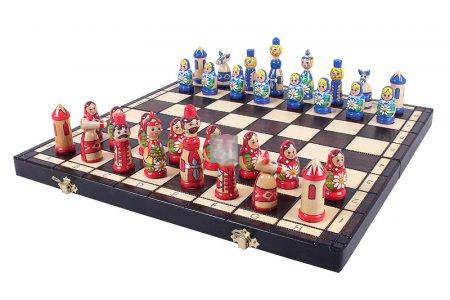 Babushka wooden chess set