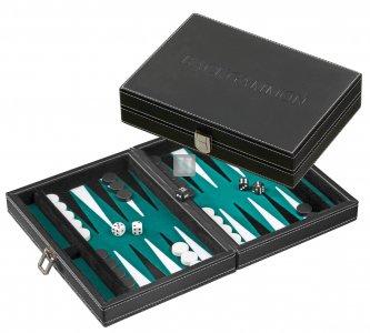 Backgammon a valigetta verde, piccolo, magnetico
