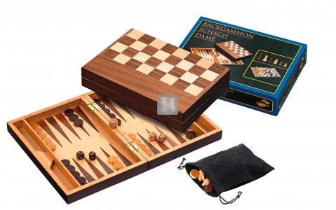 Backgammon + scacchi + dama in legno pieghevole