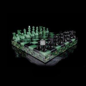 Alabaster chess Set agate/black cm 35x35