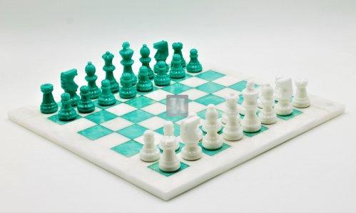 Alabaster Chess Set black/mint cm 37x37