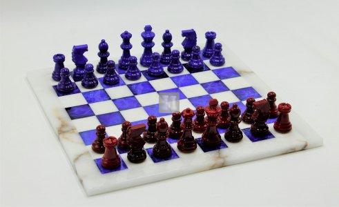 Alabaster Chess Set red/purple cm 37x37