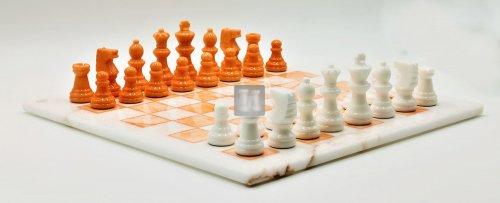 Alabaster Chess Set black/orange cm 37x37