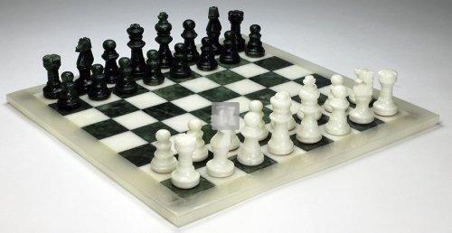 Alabaster Chess Set green/white cm 26x26