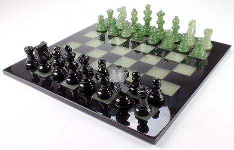 Scali Alabastro Alabaster Stone Chess Set - Nero Bruno, Gallantoro