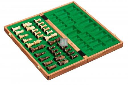 Completo in legno Scacchi Scacchiera pieghevole - 41x41cm.