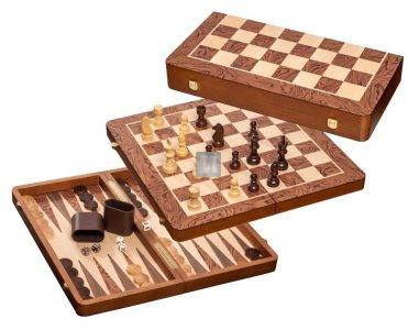 Completo pieghevole, Scacchi, Dama, Backgammon - 49x49cm.