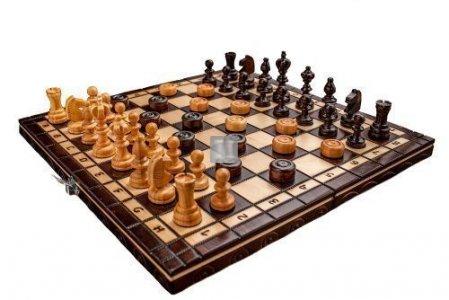Completo scacchi + dama in legno