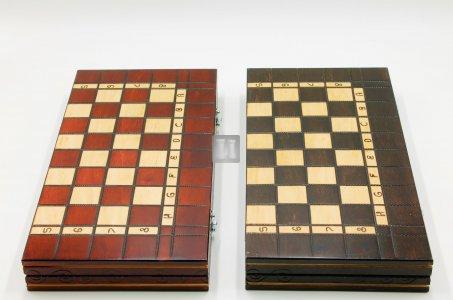 Completo scacchi "Maison" pieghevole in legno - cm 39x39
