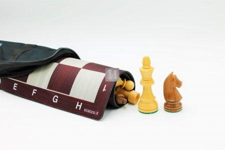 Completo con scacchi in legno + scacchiera avvolgibile con borsa, da torneo, art.405