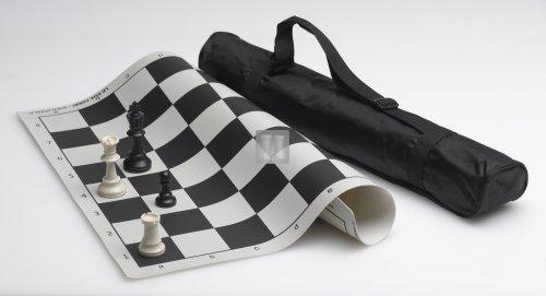 Completo scacchi piombati + scacchiera da torneo (bianco/nera) con borsa