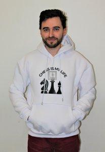 Felpa Bianca con cappuccio - Chess Is My Life