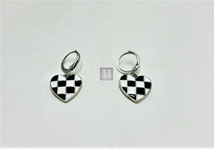 Heart-shaped chess earrings