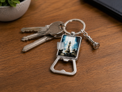 Key ring with bottle opener and king
