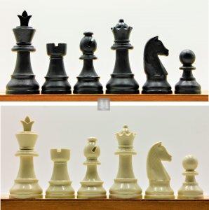 Coloured chess pieces - black and white