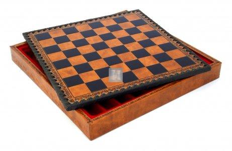 Leatherlike chessboard/box cm 35x35