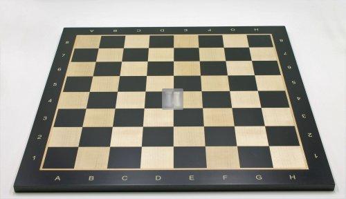 Tournament Chessboard with notation - maple/black wood