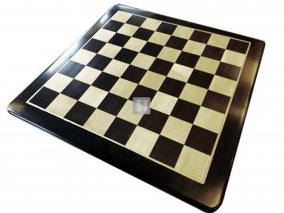 Chessboard in Boxwood and Ebony, rounded corners 58x58cm.