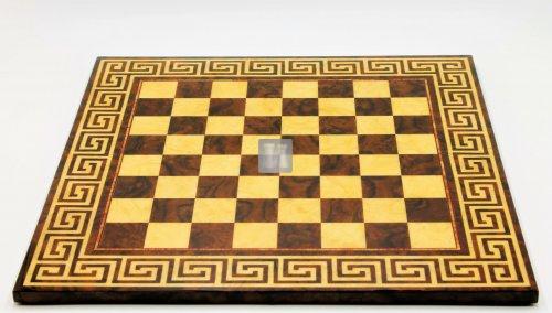 44,5 x 44,5 Scacchiera con motivo greco in noce e mirto