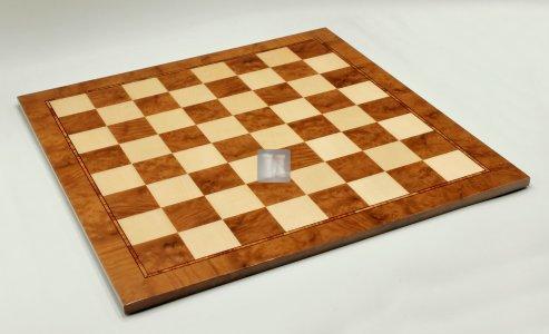 54 x 54 Scacchiera da torneo in acero e radica di olmo