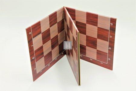 Scacchiera da torneo, in plastica, pieghevole in 4. Effetto legno (rosso chiaro)