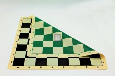50x50 Scacchiera da torneo in silicone doppio lato  - bianco/nera e bianco/verde