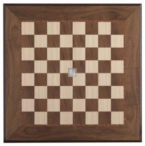 Walnut/Maple Tournament Chessboard, gloss finish square 60mm.