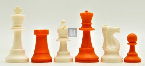 Tournament size silicone chess pieces white or black -orange