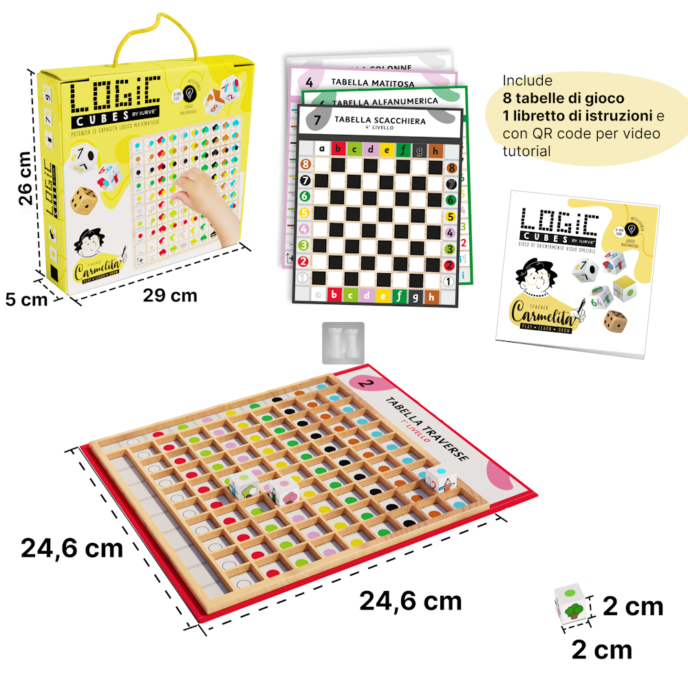 Logic Cubes Gioco Educativo In Legno Per Bambini 3+ Anni - Metodo Logico Cromatico Per Abilità Matematiche E Scacchi - Giochi Montessori - 3