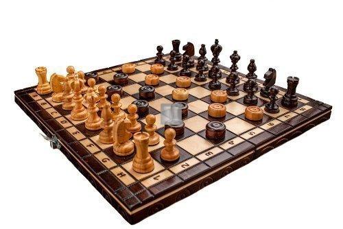 DAMA IN LEGNO 34 x 34 cm KH 65 mm Scacchi molto bella partita a scacchi 